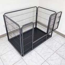New in box $110 Heavy-Duty Dog Pet Playpen w/ Plastic Tray Indoor Outdoor Cage Kennel 4-Panel, 49”x32”x35”