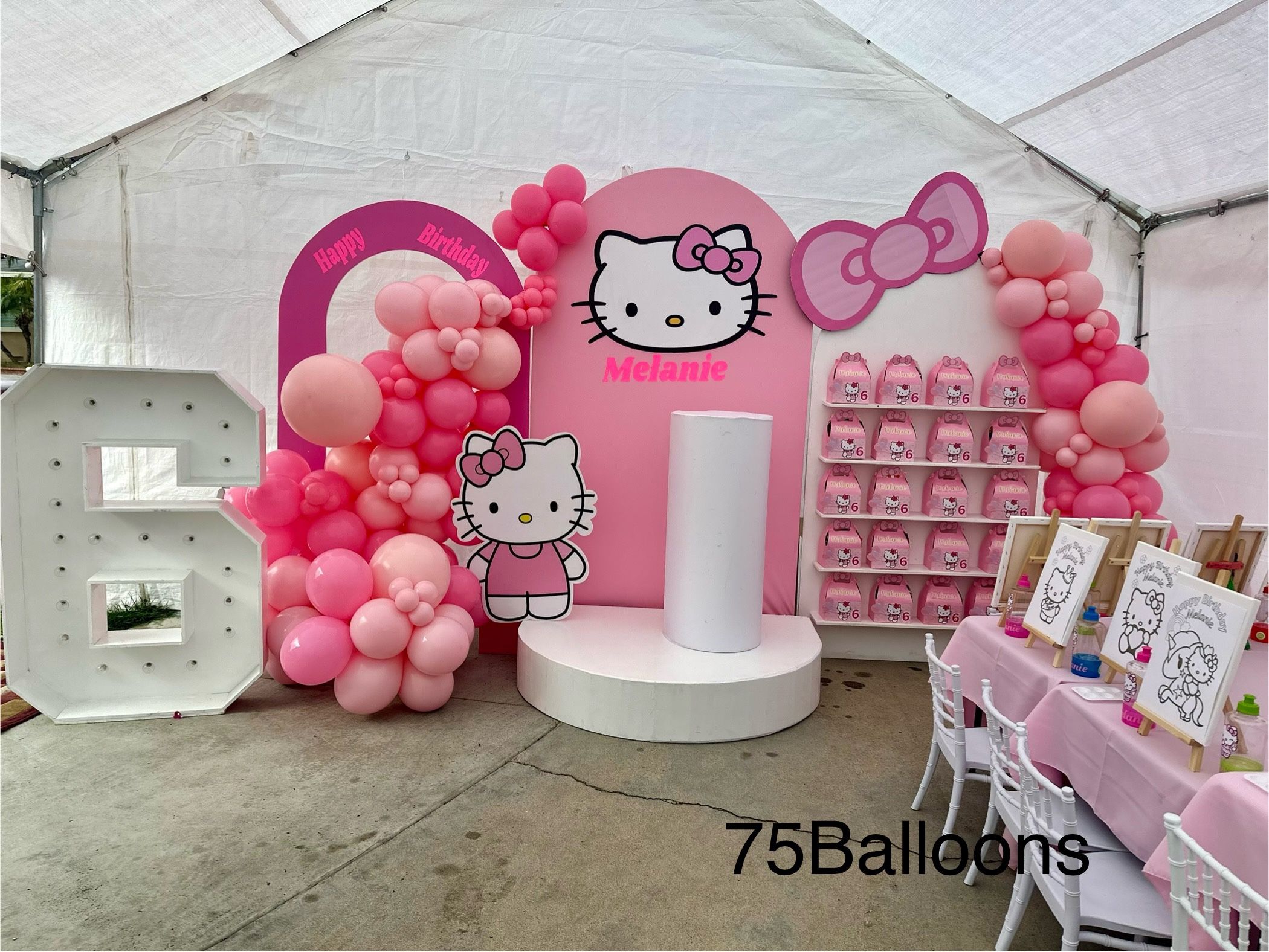 Balloon Garland Backdrop Hello Kitty