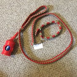 Dog Or Cat Paracord Collar & Matching Leash With Waste Pickup  Bags & Storage
