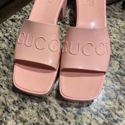 Authentic Pink Gucci Rubber Heels