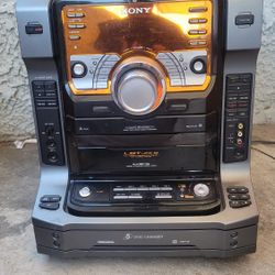 sony lbt zx9 5 disc dual cassette recording stereo no speakers works with manual and remote