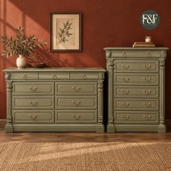 Olive green dresser set
