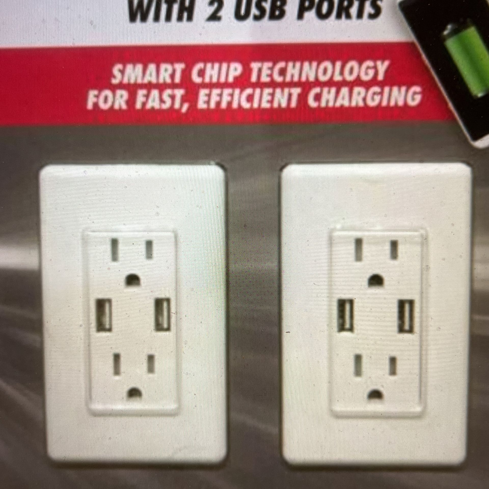 Feit Electric 2PK Wall Outlets With 2 USB Ports 4.8 Amps 2 Pack NEW