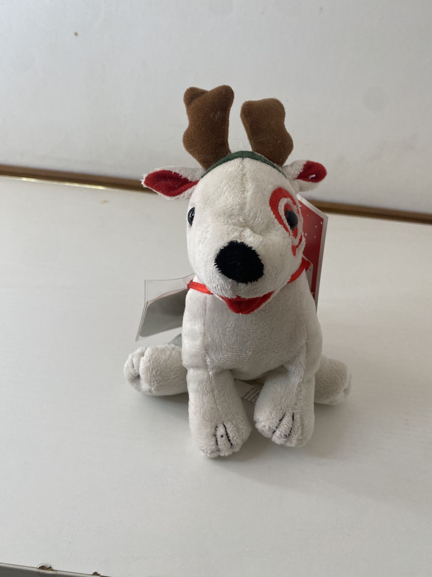 Bullseye Target Dog 2007 "Christmas Gift Card Holder" reindeer, 7” Plush NWT