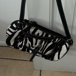 Cute Y2K Depop Preloved Zebra Purse Black And White