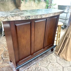 Wooden Bar With Stone Top