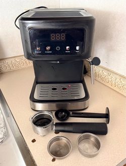 Black Espresso Machine with Steam Wand