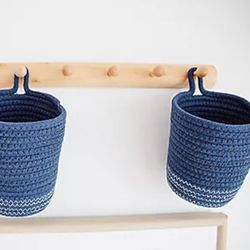  Set of 2 Rope Hanging Baskets w/ Wall Hook by Lauren McBride