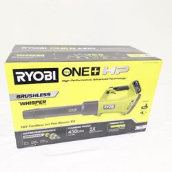 RYOBI One+HP Brushless Whisper Series Jet Fan Blower with 4ah Battery and Charger 