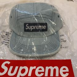 Supreme Denim Camp Cap Light Washed Indigo SS25 One Size ~ NEW, SEALED