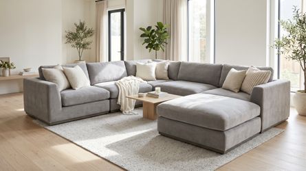 Aiden & Ivy Marlow 6-Piece Modular Fabric Sectional, Gray