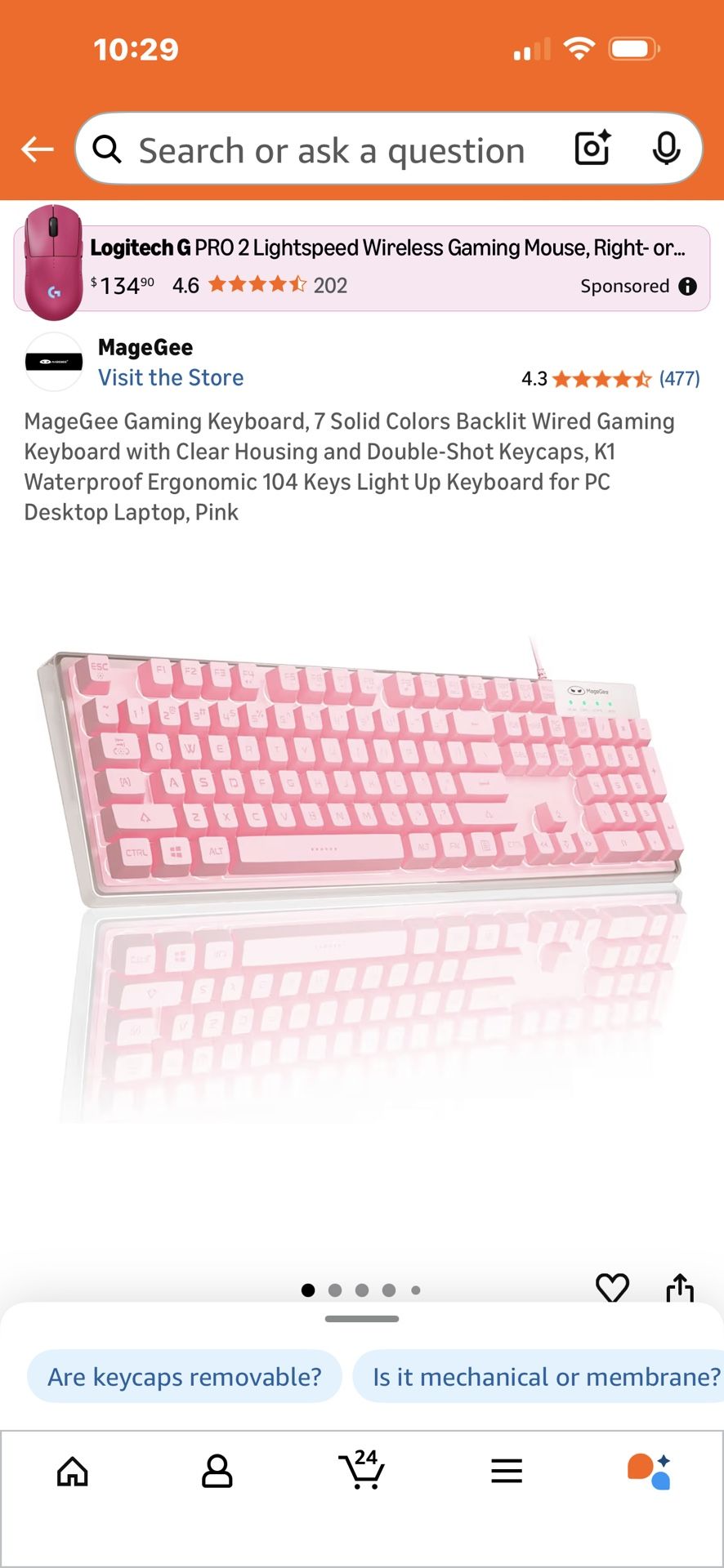 FREE: MageGee Pink Gaming Keyboard
