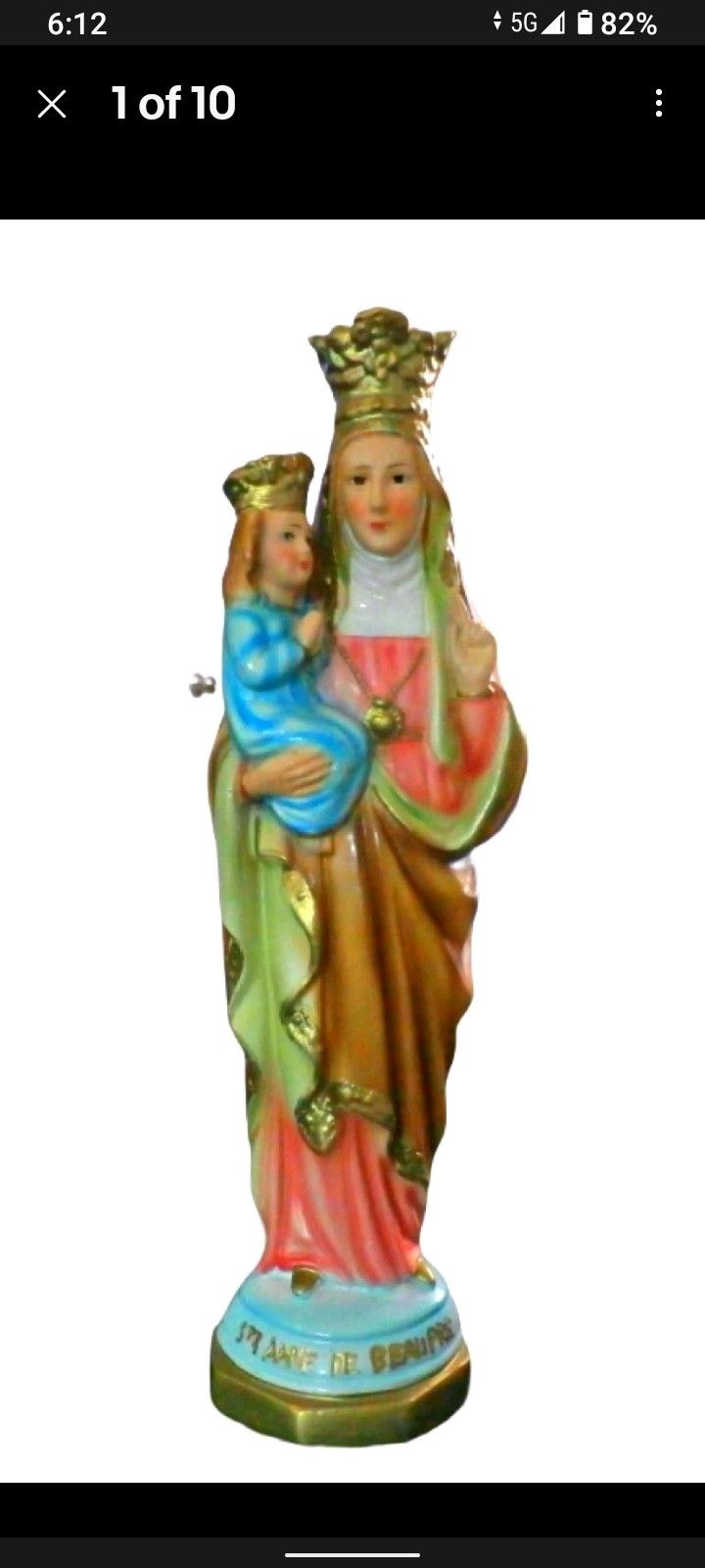 Vintage Saint Anne de Beaupre Statue with Virgin Mary Santo Patroness of Women