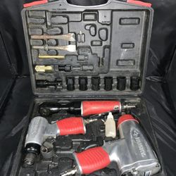 Husky 4-Pc Air Tool With 1/2inch Impact, 3/8inch Ratchet & Hex Wrench