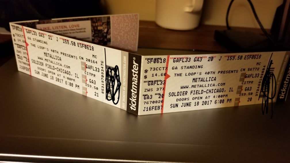 Metallica General Admission Tickets - 06.18.17 @ Soldier Field