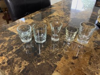 6 various shot glasses