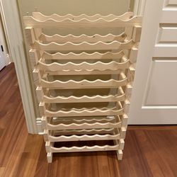 54 Bottle Modular Wood Wine Rack 9 Tier Stackable/Adjustable