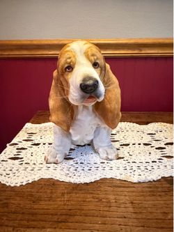 Vintage Resin Basset Hound Statue