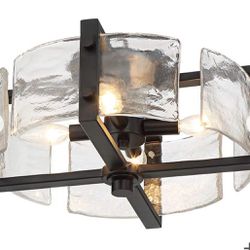 Possini Euro Adri 16 3/4" Wide Handcrafted Glass Rustic Ceiling Light