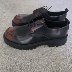 Men’s Black Lug Sole Leather Shoes – Size 12 US / 46 EU