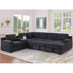 New X-Large Sleeper Sectional Couch With Storages 