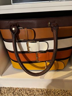 Brown buckle tote
