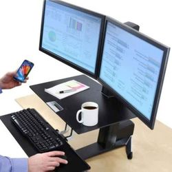 Ergotron WorkFit-S Dual Monitor Standing Desk Converter, Sit Stand WorkstationTabletops Worksurface, Black

