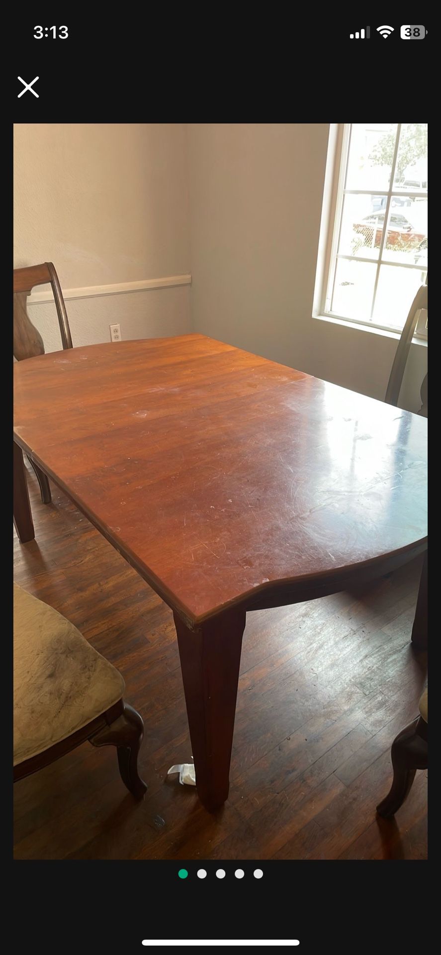 Dining table and four chairs