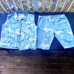Men's Custom Denim Short Sets 50$ Each Sz 36 Shorts/ XL Vest