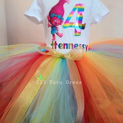 Trolls Rainbow  Birthday TUTU OUTFIT