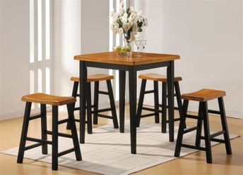 5-Piece Counter Height Dining Set – Black, White & Oak Finish
