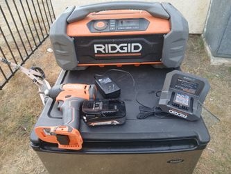 SET OF RIGID 18V IMPACT DRIVER AND BLUETOOTH RADIO LIKE NEW GREAT SOUND ALL FOR  $160 FIRM