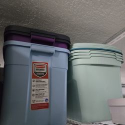 Rubbermaid Roughneck Rugged Plastic Stackable Storage Box 6 packs 18 gallons