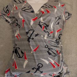 Talbots Size Small Red White & Blue Top