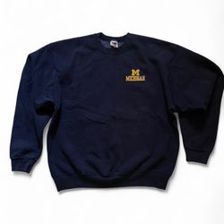 Michigan Wolverines Vintage Navy Blue Colosseum Crewneck Arch Over Logo Pull Over Sweatshirt Sportswear college   Measurements: Pit to pit - 26”in  Le