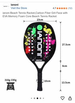 Ianoni PR750 Carbon Fiber Beach Tennis Racket – Excellent Condition
