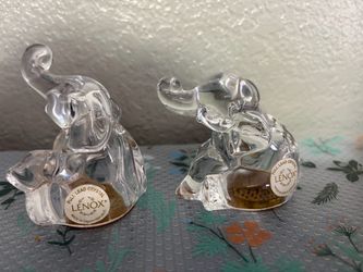 Lenox Full Lead Crystal Elephant Figurines Set of 2