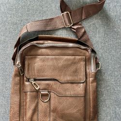 Brown PU Leather Crossbody Bag