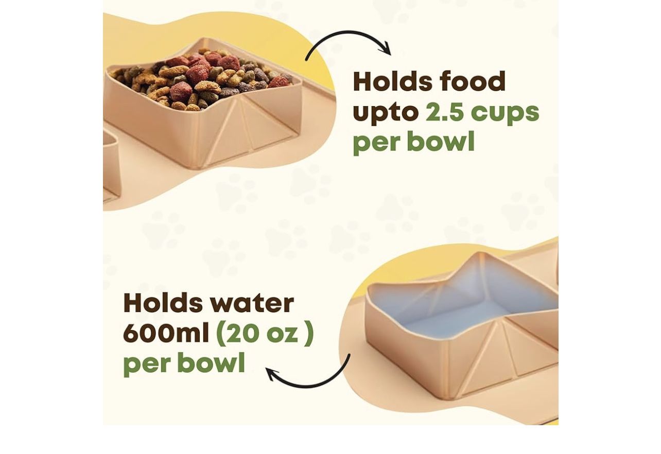 Dog Bowl Pet Collapsible Bowls, 2 Pack for Cats Dogs, Foldable Silicone Dog Food Water Bowls for Cats Dogs, Portable Travel Dog Bowl for Small to Medi