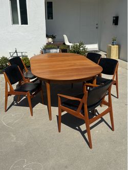 Mid century Ella Tilt-Back Dining Chairs and table by Arne Vodder for Vamo Sonderborg