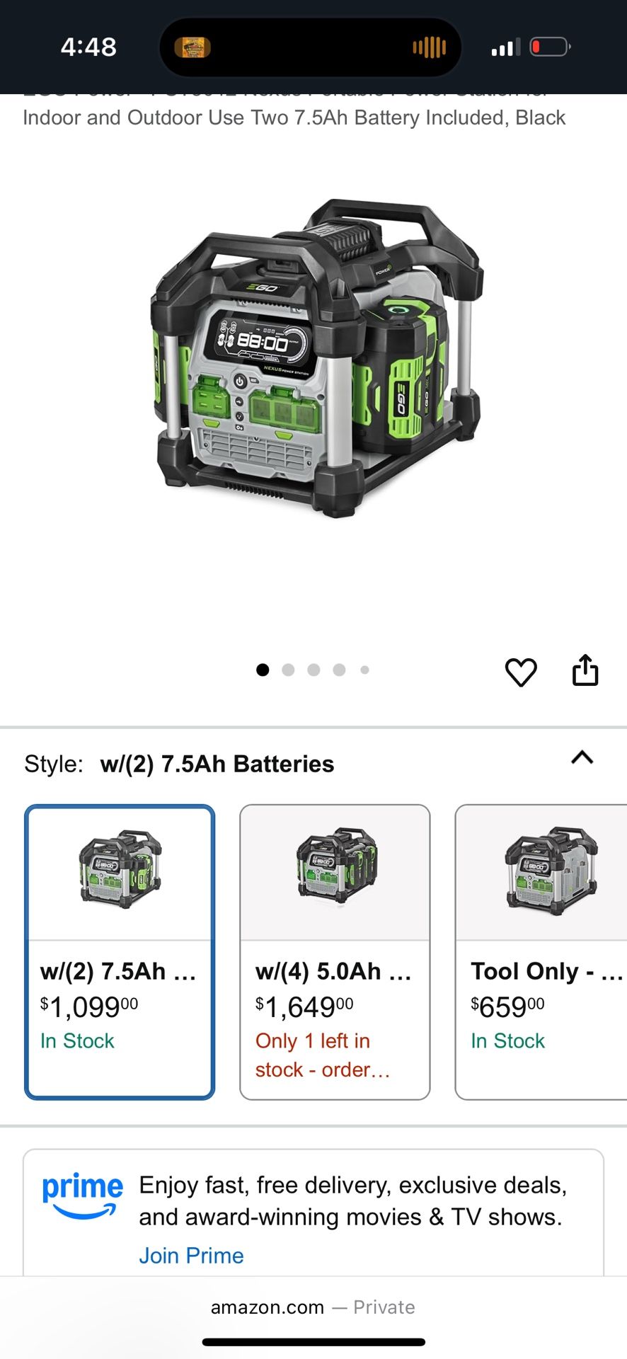 Ego Power Generator 7.5 Batteries
