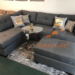 Brand New Gray Sectional Sofa Couch With Ottoman