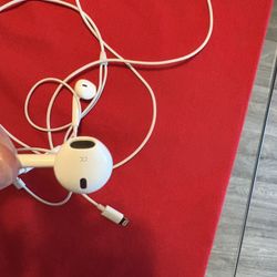 White iPhone wired earbuds
