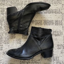 Paul Green Echt Leder Black Leather Ankle Bootie Size US 8.5