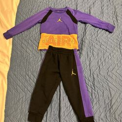 Used Purple and Black Jordan Toddler Jogger Set Sz 3T for 2-3YO Unisex Boy Girl
