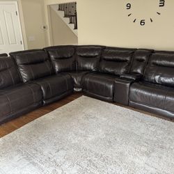 leather corner sofa with two recliners