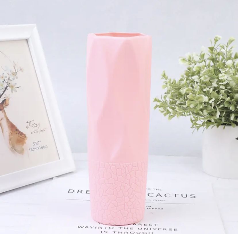 Flower Vase Decoration Home Plastic Vase White Imitation Ceramic Flower Pot   Message me if you are interested in a bundle or you want to make an offe