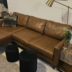 Leather couch w/chaise