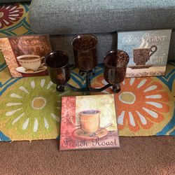 Coffee Pictures Frames and Candle Holder