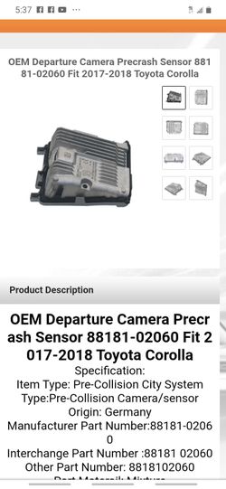 Pre Collision Sensor /camera For Toyota And Scion 2017 To 2018